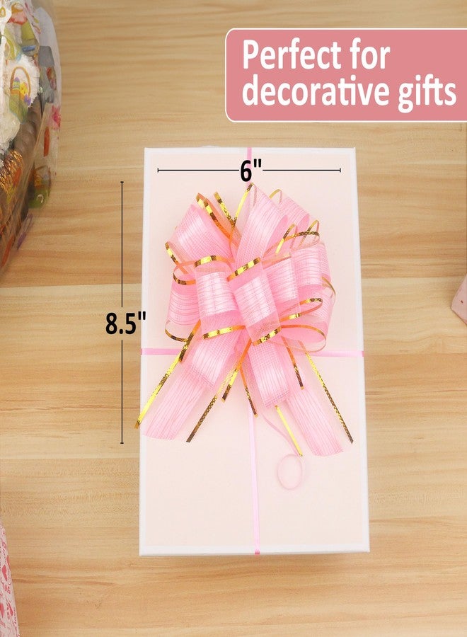 JOYIT 10 Pack Large Pull Bows 6 Inch - Big Pink Bows for Gift Wrapping, Ribbon Pull Bows for Mother's Day, Wedding Baskets Birthdays Gift - Image 5